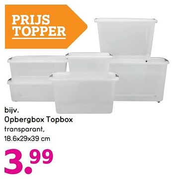 Promoties Opbergbox topbox transparant - Huismerk - Leen Bakker - Geldig van 10/09/2018 tot 23/09/2018 bij Leen Bakker