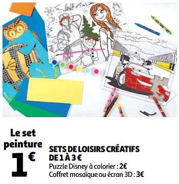 Promoties Sets de loisirs créatifs de 1 à 3 € - Huismerk - Auchan - Geldig van 12/09/2018 tot 18/09/2018 bij Auchan