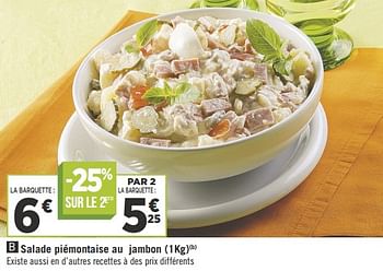 Promotions Salade piémontaise au jambon - Produit Maison - Géant Casino - Valide de 11/09/2018 à 23/09/2018 chez Géant Casino