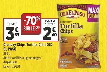 Promotions Crunchy chips tortilla chili old el paso - Old El Paso - Valide de 11/09/2018 à 23/09/2018 chez Géant Casino