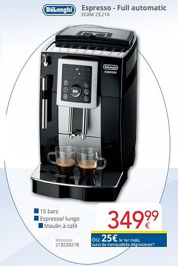 Promotions Delonghi espresso - full automatic ecam 23.210 - Delonghi - Valide de 01/09/2018 à 30/09/2018 chez Eldi
