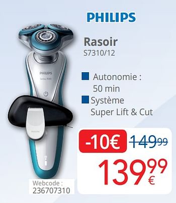 Promotions Philips rasoir s7310-12 - Philips - Valide de 01/09/2018 à 30/09/2018 chez Eldi