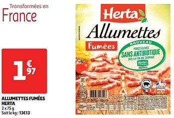 Promotions Allumettes fumées herta - Herta - Valide de 12/09/2018 à 18/09/2018 chez Auchan Ronq