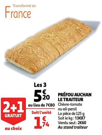 Promotions Préfou auchan le traiteur - Produit Maison - Auchan Ronq - Valide de 12/09/2018 à 18/09/2018 chez Auchan Ronq