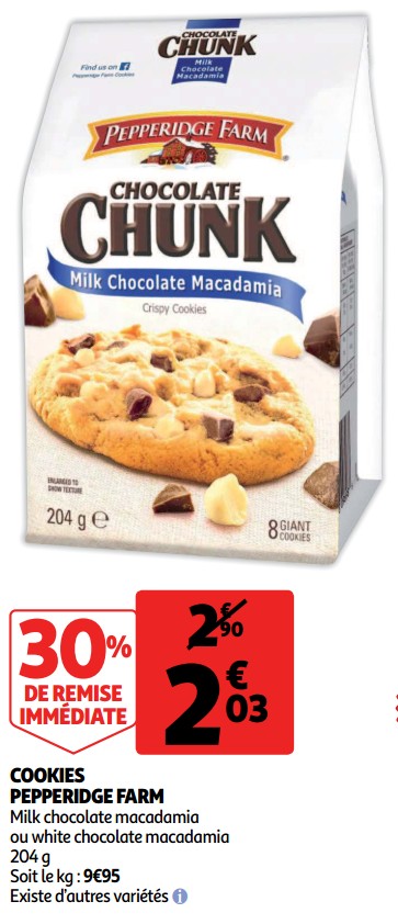 Promoties Cookies pepperidge farm - Pepperidge Farm - Geldig van 12/09/2018 tot 18/09/2018 bij Auchan