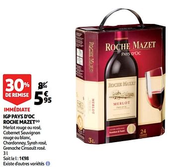 Promotions Igp pays d`oc roche mazet - Vins rouges - Valide de 12/09/2018 à 18/09/2018 chez Auchan Ronq