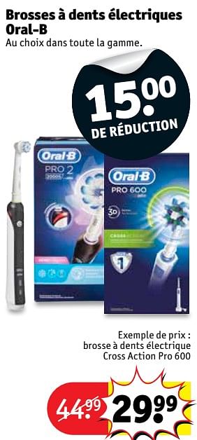 Promoties Brosse à dents électrique cross action pro 600 - Oral-B - Geldig van 11/09/2018 tot 23/09/2018 bij Kruidvat