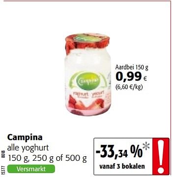 Promoties Campina alle yoghurt - Campina - Geldig van 12/09/2018 tot 25/09/2018 bij Colruyt