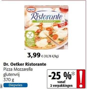 Promoties Dr. oetker ristorante pizza mozzarella glutenvrij - Dr. Oetker - Geldig van 12/09/2018 tot 25/09/2018 bij Colruyt