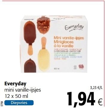 Promotions Everyday mini vanille-ijsjes - Everyday - Valide de 12/09/2018 à 25/09/2018 chez Colruyt