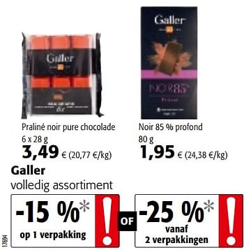 Promoties Galler volledig assortiment - Galler - Geldig van 12/09/2018 tot 25/09/2018 bij Colruyt