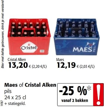 Promoties Maes of cristal alken pils - Cristal - Geldig van 12/09/2018 tot 25/09/2018 bij Colruyt