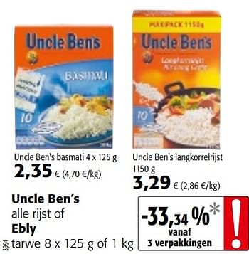 Promotions Uncle ben`s alle rijst of ebly tarwe - Uncle Ben's - Valide de 12/09/2018 à 25/09/2018 chez Colruyt