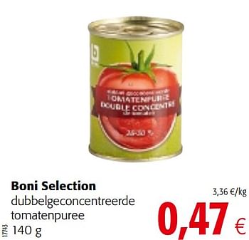 Promoties Boni selection dubbelgeconcentreerde tomatenpuree - Boni - Geldig van 12/09/2018 tot 25/09/2018 bij Colruyt