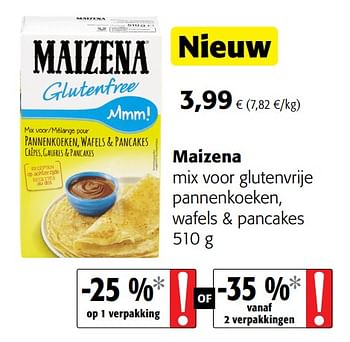 Promoties Maizena mix voor glutenvrije pannenkoeken, wafels + pancakes - Maizena  - Geldig van 12/09/2018 tot 25/09/2018 bij Colruyt