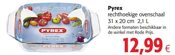 Promoties Pyrex rechthoekige ovenschaal - Pyrex - Geldig van 12/09/2018 tot 25/09/2018 bij Colruyt