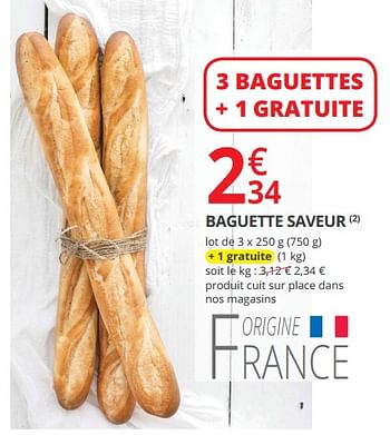 Promotions Baguette saveur - Produit Maison - Auchan Ronq - Valide de 12/09/2018 à 23/09/2018 chez Auchan Ronq