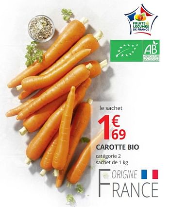 Promotions Carotte bio - Produit Maison - Auchan Ronq - Valide de 12/09/2018 à 23/09/2018 chez Auchan Ronq