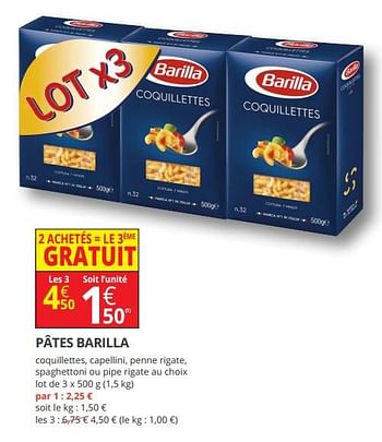 Promotions Pâtes barilla - Barilla - Valide de 12/09/2018 à 23/09/2018 chez Auchan Ronq
