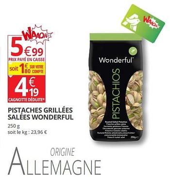 Promotions Pistaches grillées salées wonderful - Wonderful - Valide de 12/09/2018 à 23/09/2018 chez Auchan Ronq