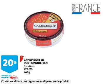 Promotions Camembert en portion auchan - Produit Maison - Auchan Ronq - Valide de 12/09/2018 à 18/09/2018 chez Auchan Ronq