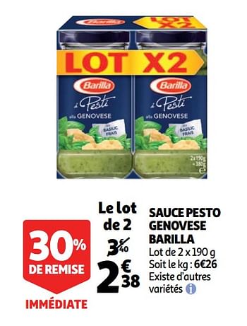 Promotions Sauce pesto genovese barilla - Barilla - Valide de 12/09/2018 à 18/09/2018 chez Auchan Ronq