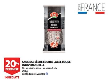 Promotions Saucisse sèche courbe label rouge d`auvergne bell - Bell - Valide de 12/09/2018 à 18/09/2018 chez Auchan Ronq