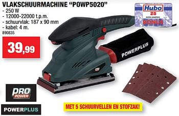 Promotions Powerplus vlakschuurmachine powp5020 - Powerplus - Valide de 12/09/2018 à 23/09/2018 chez Hubo