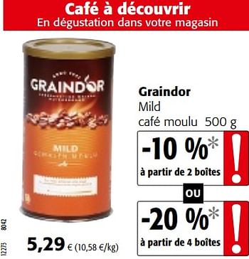 Promotions Graindor mild café moulu - Graindor - Valide de 12/09/2018 à 25/09/2018 chez Colruyt