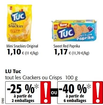 Promotions Lu tuc tout les crackers ou crisps - Lu - Valide de 12/09/2018 à 25/09/2018 chez Colruyt