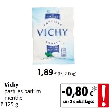 Promotions Vichy pastilles parfum menthe - Vichy - Valide de 12/09/2018 à 25/09/2018 chez Colruyt