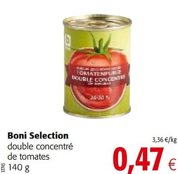 Promotions Boni selection double concentré de tomates - Boni - Valide de 12/09/2018 à 25/09/2018 chez Colruyt