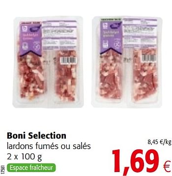 Promoties Boni selection lardons fumés ou salés - Boni - Geldig van 12/09/2018 tot 25/09/2018 bij Colruyt