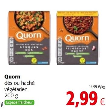 Promotions Quorn dés ou haché végétarien - Quorn - Valide de 12/09/2018 à 25/09/2018 chez Colruyt