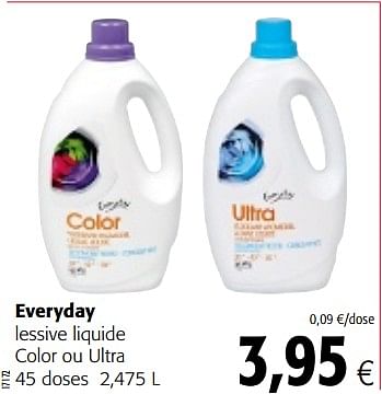 Promotions Everyday lessive liquide color ou ultra - Everyday - Valide de 12/09/2018 à 25/09/2018 chez Colruyt
