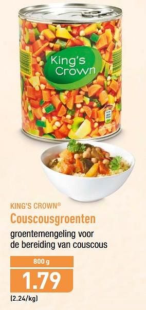 Promoties Couscousgroenten - King's Crown - Geldig van 17/09/2018 tot 22/09/2018 bij Aldi