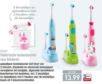 badminton ik ben slaperig Fictief QUIGG Elektrische tandenborstel voor kinderen - Promotie bij Aldi