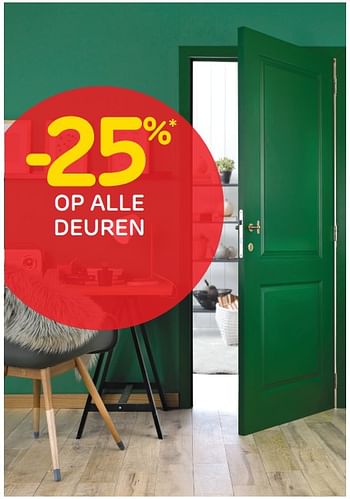 Promoties -25% op alle deuren - Huismerk - BricoPlanit - Geldig van 18/09/2018 tot 24/09/2018 bij BricoPlanit