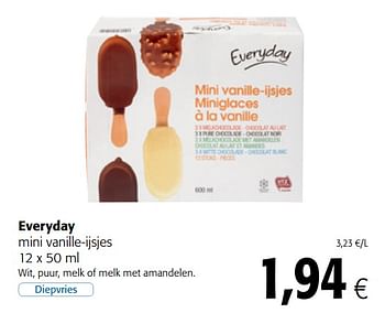 Promoties Everyday mini vanille-ijsjes - Everyday - Geldig van 12/09/2018 tot 25/09/2018 bij Colruyt