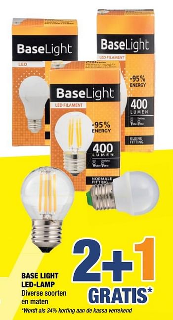 Promoties Base light led-lamp 2+1 gratis - BaseLight - Geldig van 10/09/2018 tot 23/09/2018 bij Big Bazar