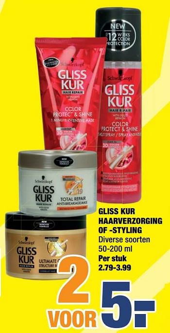 Promoties Gliss kur haarverzorging of -styling - Gliss Kur - Geldig van 10/09/2018 tot 23/09/2018 bij Big Bazar