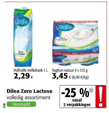 Promoties Dilea zero lactose volledig assortiment - Dilea - Geldig van 12/09/2018 tot 25/09/2018 bij Colruyt
