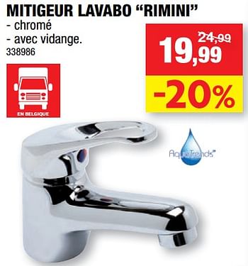 Promotions Mitigeur lavabo rimini - AquaTrends - Valide de 12/09/2018 à 23/09/2018 chez Hubo