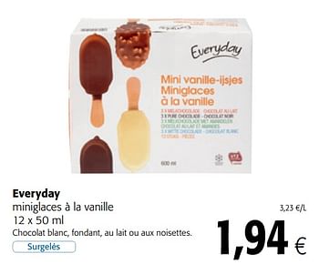 Promotions Everyday miniglaces à la vanille - Everyday - Valide de 12/09/2018 à 25/09/2018 chez Colruyt