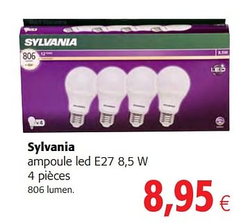 Promotions Sylvania ampoule led e27 8,5 w - Sylvania - Valide de 12/09/2018 à 25/09/2018 chez Colruyt