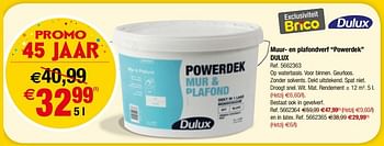 Promoties Muur- en plafondverf powerdek dulux - Dulux - Geldig van 26/09/2018 tot 08/10/2018 bij Brico