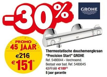 Promotions Thermostatische douchemengkraan precision start grohe - Grohe - Valide de 26/09/2018 à 08/10/2018 chez Brico