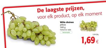 Promoties Witte druiven pitloos - Huismerk - Colruyt - Geldig van 12/09/2018 tot 25/09/2018 bij Colruyt