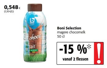 Promoties Boni selection magere chocomelk - Boni - Geldig van 12/09/2018 tot 25/09/2018 bij Colruyt