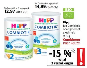 Promoties Hipp bio combiotik opvolgmelk of groeimelk - Hipp - Geldig van 12/09/2018 tot 25/09/2018 bij Colruyt